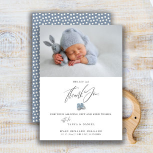Modern Newborn Birth Announcement Photo Thank You