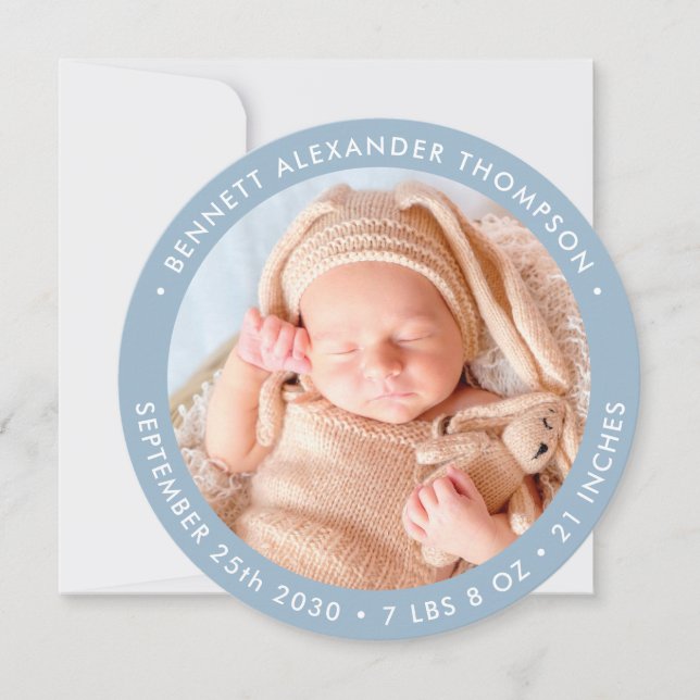 Modern Newborn New Baby Personalized Photo Birth Announcement (Front)