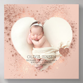 Modern Newborn Photo Birth Stats  Acrylic Photo Tile