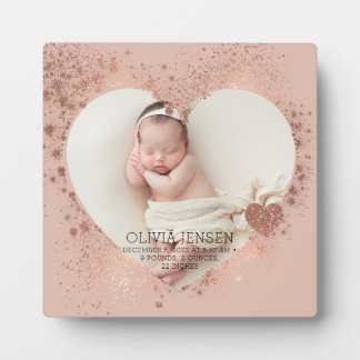 Modern Newborn Photo Birth Stats  Plaque