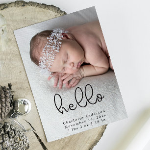 Modern Newborn Photo calligraphy Birth Announcement