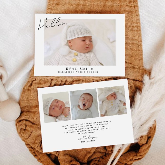 Modern Newborn Photo collage Birth Announcement (Creator Uploaded)