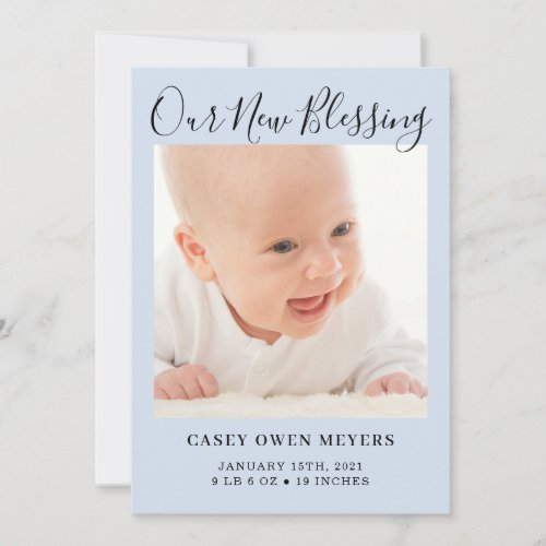 Modern Newborn Photo Collage Blessing Baby Boy Announcement