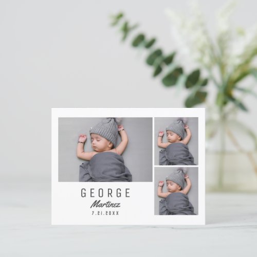 Modern Newborn Photo Unique Baby Announcement Postcard