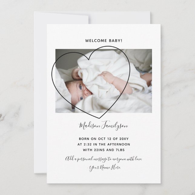 Modern Newborn Photos Birth Announcement (Front)