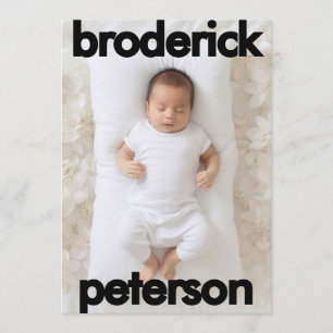Modern Newborn Simple Photo Birth Announcement