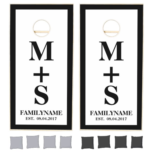 Modern Newly Wed Gamer Monogram Wedding Cornhole Set