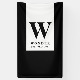 Modern Newly Wed Monogram Black Minimalist Logo Banner