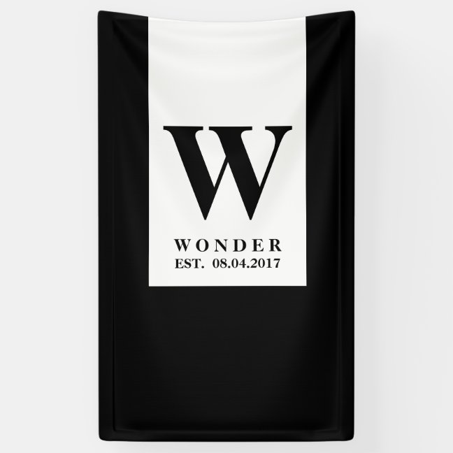 Modern Newly Wed Monogram | Black Minimalist Logo Banner