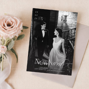 Modern Newlywed Christmas Overlay Photo Holiday Card