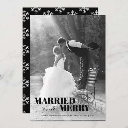 Modern Newlywed Married and Merry Christmas Holiday Card