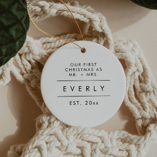 Modern Newlywed Ornament Newlywed Christmas Simple