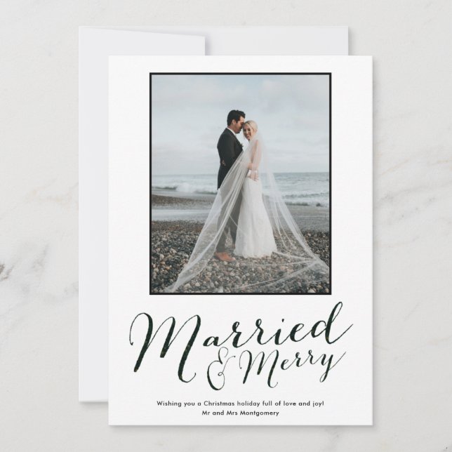 Modern Newlywed Photo Collage Holiday Card (Front)