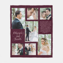 Modern Newlywed Photo Collage Names Monogram Text