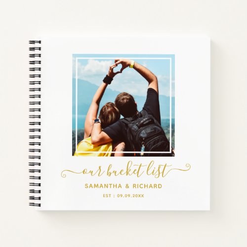 Modern Newlywed Photo Gold Our Bucket List  Notebook