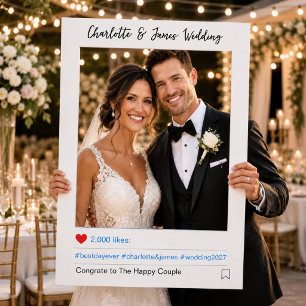 Modern Newlywed Wedding Couple Selfie Frame