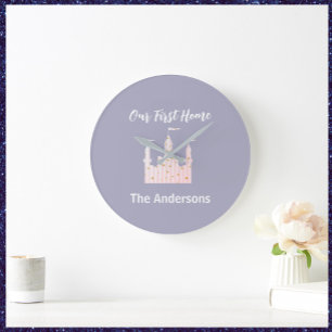 Modern Newlyweds and Couples Large Clock