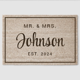 Modern Newlyweds Mr. And Mrs. Fiber Doormat