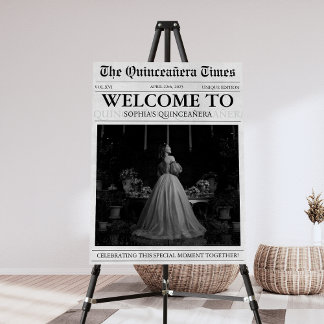 Modern newspaper quinceañera photo Welcome Foam Board