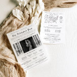 Modern Newspaper Timeline Wedding Program<br><div class="desc">Looking for a unique way to display your wedding program? Our Newspaper program is perfect! Elegant and simple wedding welcome to be placed on the chairs of guests at the ceremony. From displaying times for the evening's cocktail hour to serving as a map to direct guests to the next stop...</div>