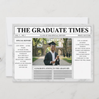 Modern Newspapers Graduation Invitation 20266