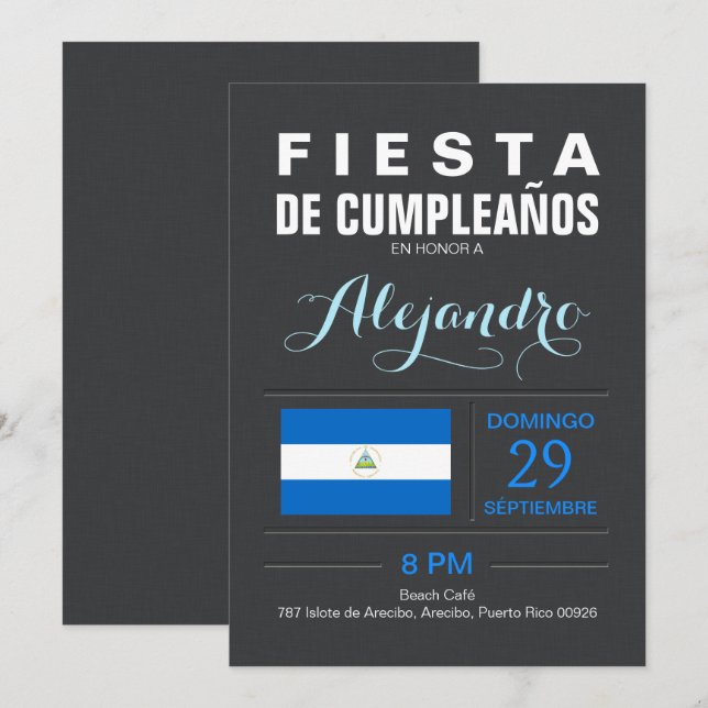 Modern: Nicaragua Party Invitation (Front/Back)