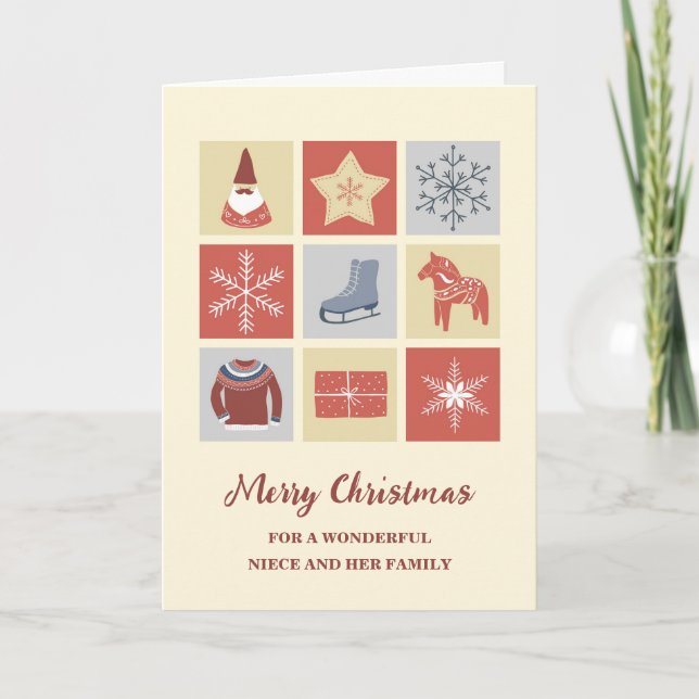 Modern Niece & Family Merry Christmas Card (Front)