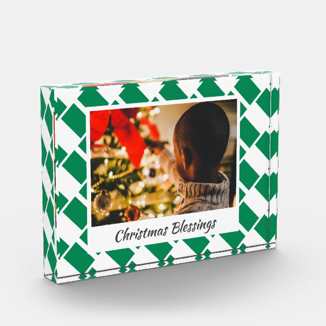 Modern NIGERIA FLAG Christmas Keepsake Photo Block (Left)