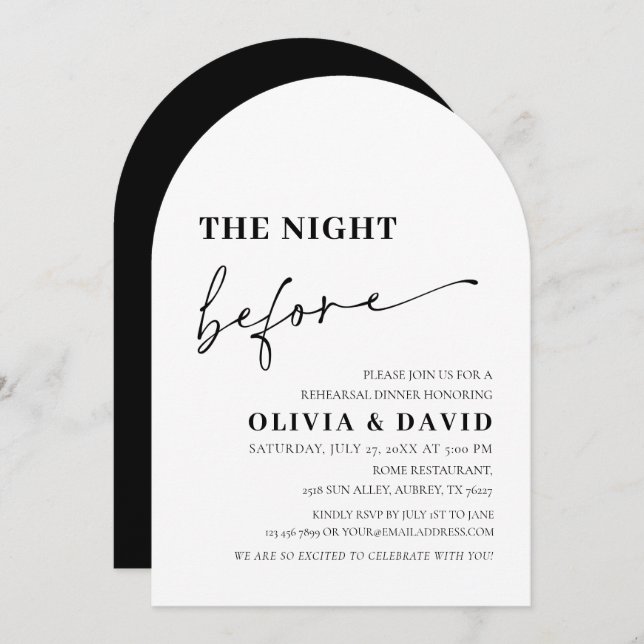 Modern Night Before Rehearsal Dinner Invitation (Front/Back)