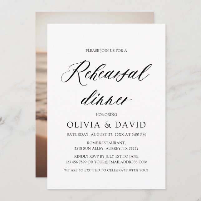 Modern Night Before Rehearsal Dinner Invitation (Front/Back)