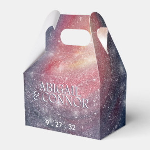 Modern Night Sky Galaxy Blue Purple Red Favor Boxes