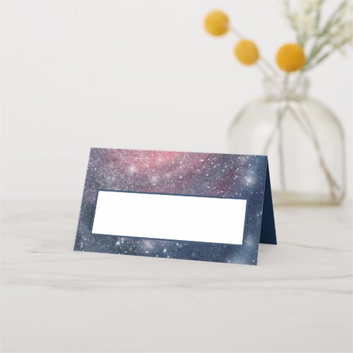 Modern Night Sky Galaxy Blue Purple Red Place Card