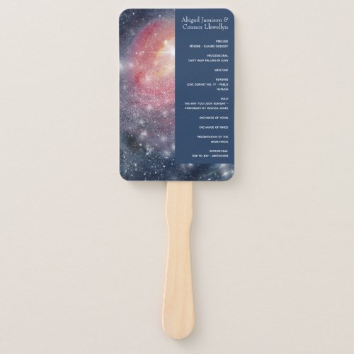 Modern Night Sky Galaxy Blue Purple Red Program Hand Fan