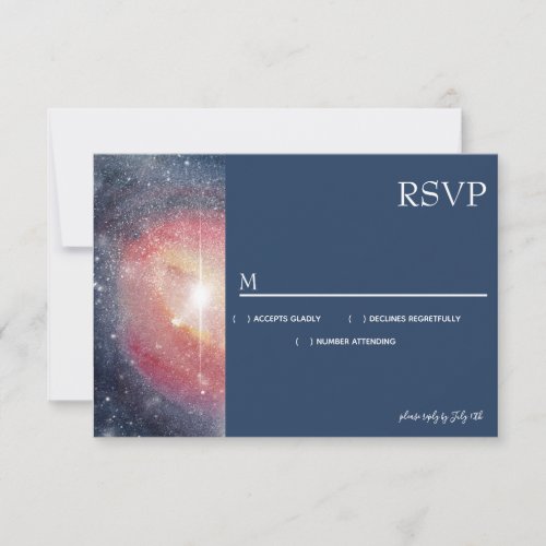 Modern Night Sky Galaxy Blue Purple Red RSVP Card