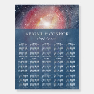 Modern Night Sky Galaxy Blue Purple Seating Chart Foam Board
