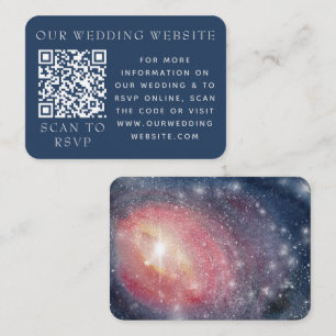 Modern Night Sky Galaxy Blue Purple Web QR Code Enclosure Card