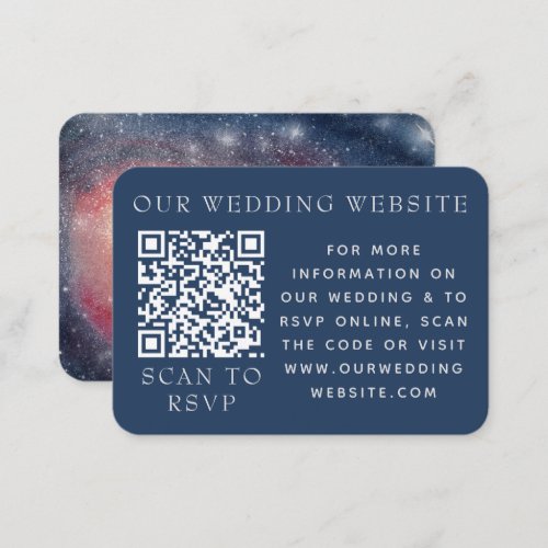 Modern Night Sky Galaxy Blue Purple Web QR Code Enclosure Card