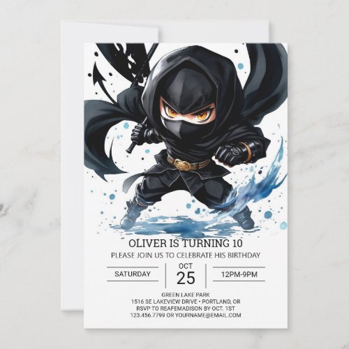 Modern Ninja Martial Arts Birthday Invitation