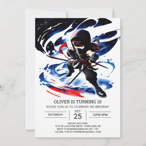 Modern Ninja Martial Arts Birthday Invitation