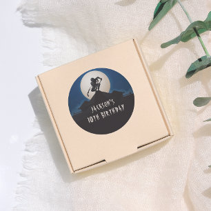 Modern Ninja Silhouette Birthday Party Classic Round Sticker