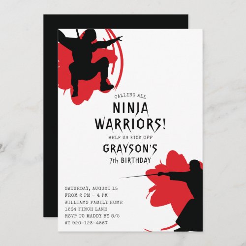 Modern Ninja Warriors Birthday Party Invitation