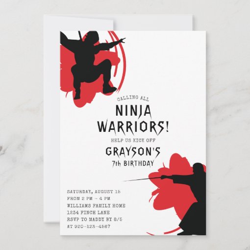 Modern Ninja Warriors Birthday Party Invitation | Zazzle