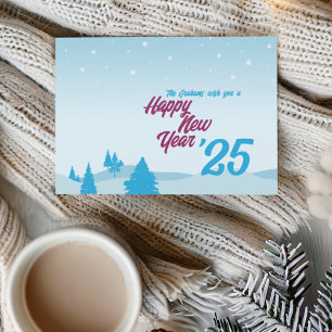 Modern no-photo Happy New Year Flat Greeting Card