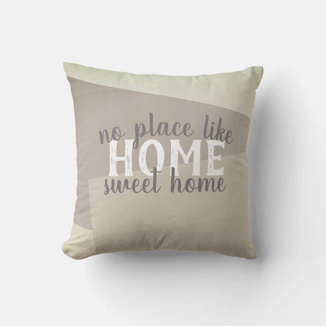 modern no place like home gray and white quote throw pillow (Front)