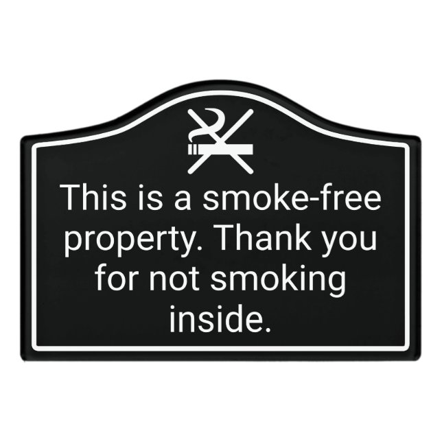 Modern No Smoking Vacation Rental Sign (Small Crest Front)