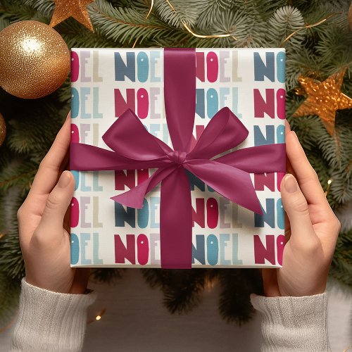 Modern Noel Christmas Holidays Festive Word Art Wrapping Paper