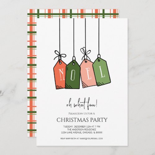 Modern Noel Happy Holidays Gift Tags Christmas Invitation