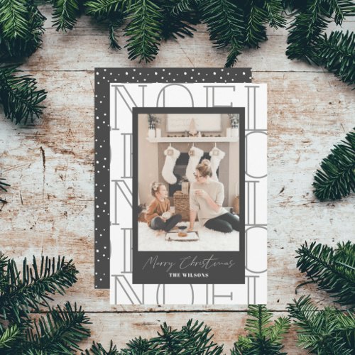 Modern NOEL White Christmas Holiday Photo Card