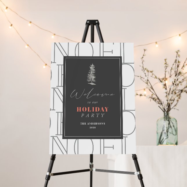 Modern NOEL White Holiday Party Welcome Foam Board (In Situ (Stand))