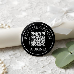 Modern Noir Buy the Groom a Drink QR Code Button